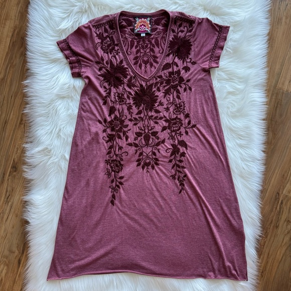 Johnny Was Simon Draped Tunic Embroidered Vino Dress - Picture 4 of 8